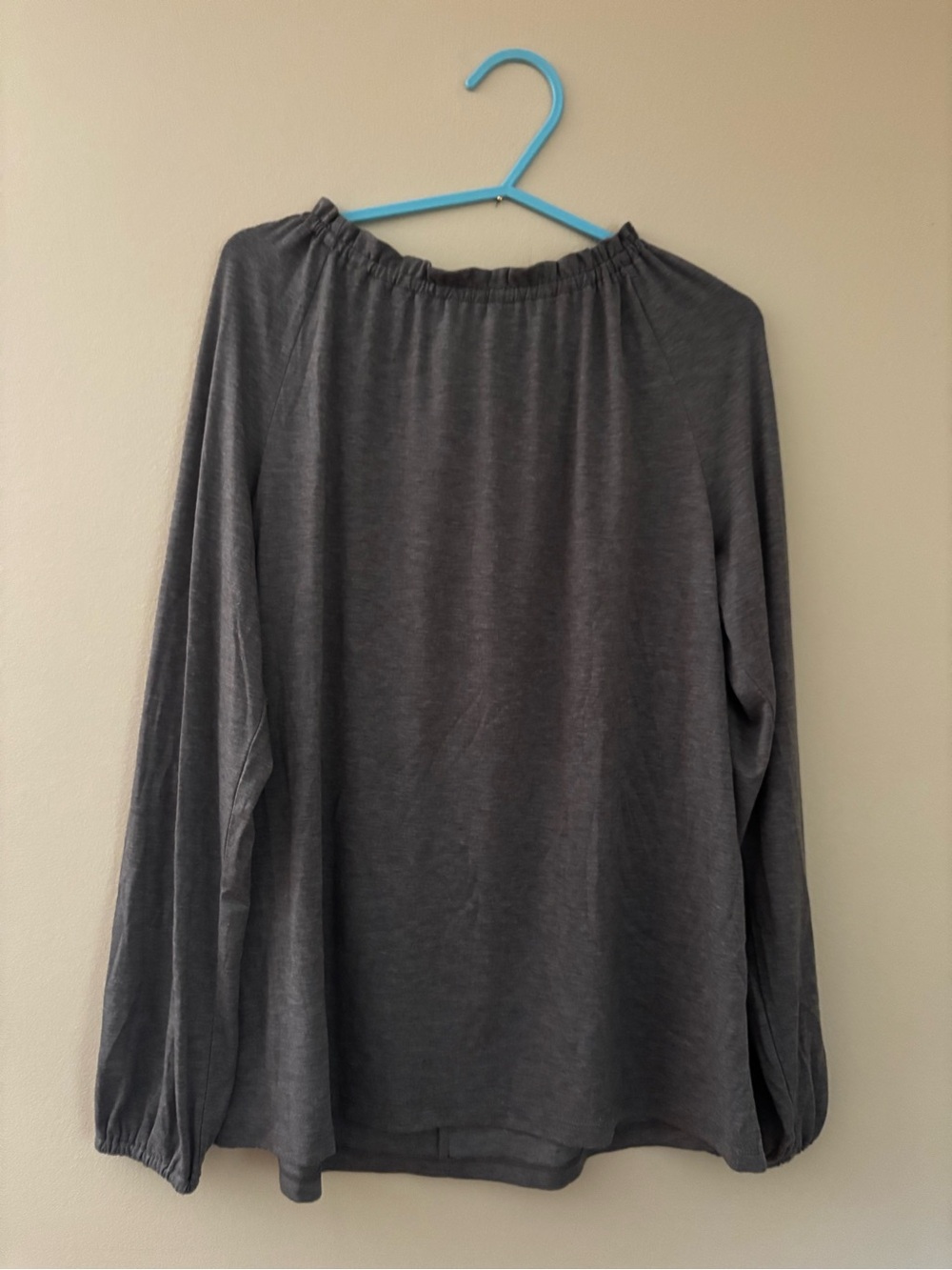LOFT Heather Gray Tie-Back Long Sleeve Blouse | Size Small